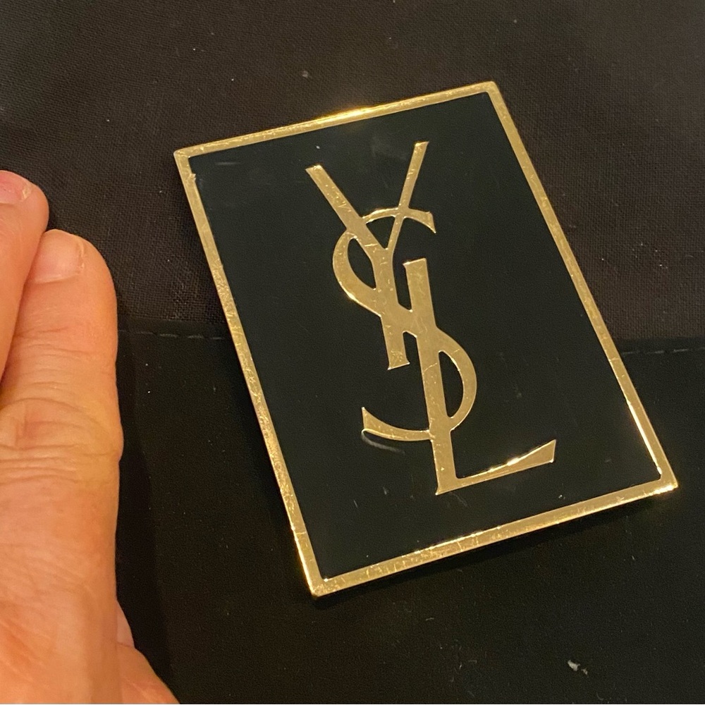 YSL Black and Gold Logo Pocket mirror vintage rare excellent
